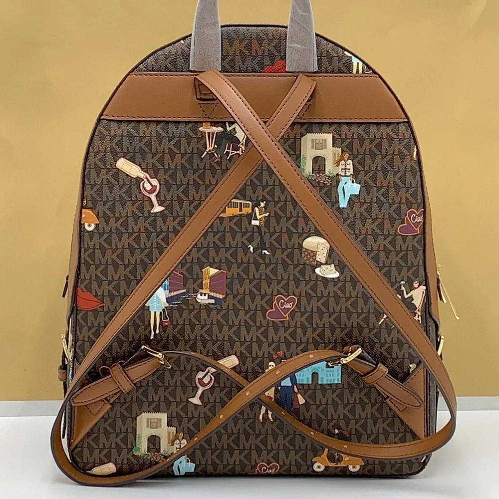MICHAEL KORS JET SET GIRLS JAYCEE LARGE ZIP POCKET BACKPACK BROWN MULTI …
